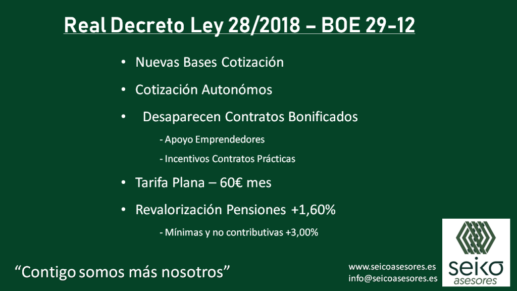 #SeicoResumen: Real Decreto Ley 28/2018